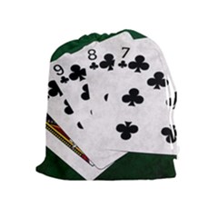 Poker Hands   Straight Flush Clubs Drawstring Pouches (extra Large) by FunnyCow