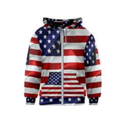 American Usa Flag Kids  Zipper Hoodie by FunnyCow