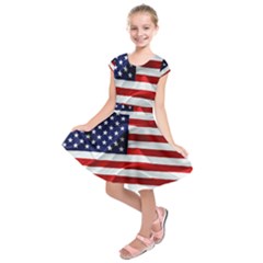 American Usa Flag Kids  Short Sleeve Dress by FunnyCow