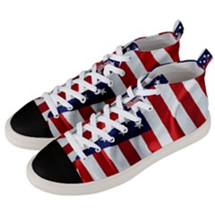 American Usa Flag Vertical Men s Mid-top Canvas Sneakers by FunnyCow