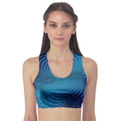 Blue Background Brush Particles Wave Sports Bra by Nexatart