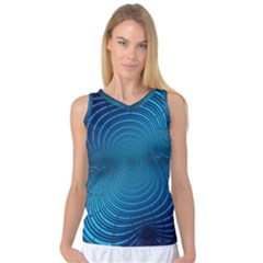 Blue Background Brush Particles Wave Women s Basketball Tank Top by Nexatart