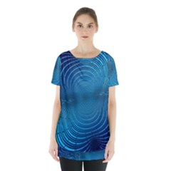 Blue Background Brush Particles Wave Skirt Hem Sports Top by Nexatart