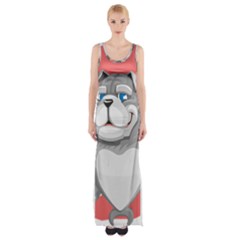 Bulldog Dog Animal Pet Heart Fur Maxi Thigh Split Dress by Sapixe