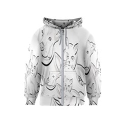 Dog Cat Pet Silhouette Animal Kids  Zipper Hoodie by Sapixe