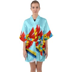 Parrot Animal Bird Wild Zoo Fauna Quarter Sleeve Kimono Robe by Sapixe