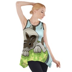 Kitten Kitty Cat Sleeping Sleep Side Drop Tank Tunic by Sapixe