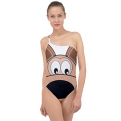 Doh Puppy Happy Pet Hound Animal Classic One Shoulder Swimsuit by Sapixe