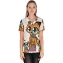 Kitty Cat Big Eyes Ears Animal Scrub Top View1