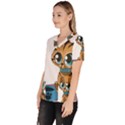 Kitty Cat Big Eyes Ears Animal Scrub Top View2