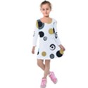 fun Retro blue gold circles  Kids  Long Sleeve Velvet Dress View1