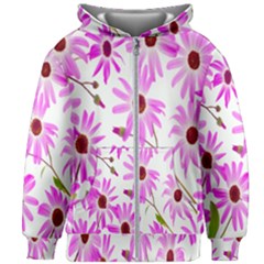 Pink Purple Daisies Design Flowers Kids Zipper Hoodie Without Drawstring by Nexatart