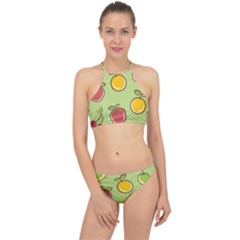 Seamless Pattern Healthy Fruit Racer Front Bikini Set