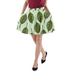 Design Pattern Background Green A-line Pocket Skirt