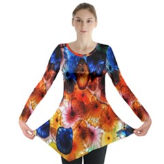 Ornament Color Vivid Pattern Art Long Sleeve Tunic 