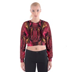 Gorgeous Burgundy Native Watercolors By Kiekie Strickland Cropped Sweatshirt by flipstylezfashionsLLC