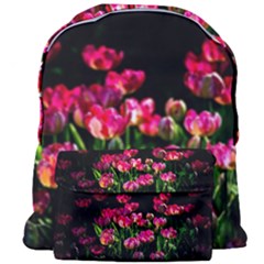 Pink Tulips Dark Background Giant Full Print Backpack by FunnyCow