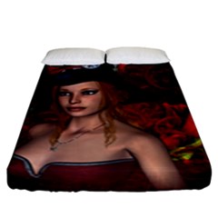 Beautiful Fantasy Women With Floral Elements Fitted Sheet (king Size) by FantasyWorld7