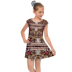 Roses Floral Wallpaper Flower Kids Cap Sleeve Dress by Nexatart