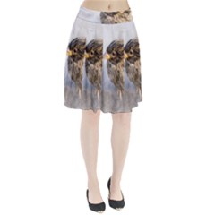 Funny Wet Sparrow Bird Pleated Skirt by FunnyCow