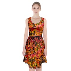 Orange, Yellow Cotoneaster Leaves In Autumn Racerback Midi Dress by FunnyCow