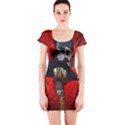 Funny, Cute Giraffe With Cool Hat Short Sleeve Bodycon Dress View1