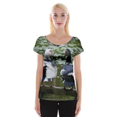 Muscovy Ducks At The Pond Cap Sleeve Tops by IIPhotographyAndDesigns