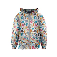 Funny Cute Colorful Cats Pattern Kids  Zipper Hoodie by EDDArt