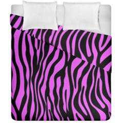 Zebra Stripes Pattern Trend Colors Black Pink Duvet Cover Double Side (california King Size) by EDDArt