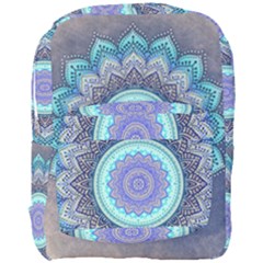 Folk Art Lotus Mandala Blue Turquoise Full Print Backpack by EDDArt