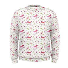 Watercolor Birds Magnolia Spring Pattern Men s Sweatshirt by EDDArt