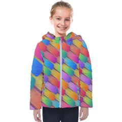 Colorful Textured Shapes Pattern                                     Kids  Hooded Puffer Jacket