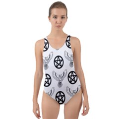 Owls And Pentacles Cut-out Back One Piece Swimsuit by IIPhotographyAndDesigns