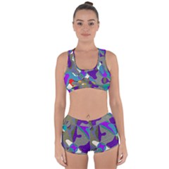 Blue Purple Shapes                                     Racerback Boyleg Bikini Set