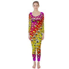 Festive Music Tribute In Rainbows Long Sleeve Catsuit by pepitasart