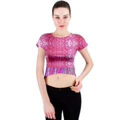 Pink And Purple Shimmer Design By Flipstylez Designs Crew Neck Crop Top by flipstylezfashionsLLC