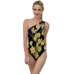 Yellow Tulip To One Side Swimsuit by CasaDiModa