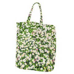 Green Field Of White Daisy Flowers Giant Grocery Tote by FunnyCow