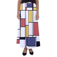 De Stijl Abstract Art Flared Maxi Skirt