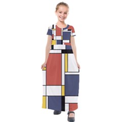 Abstract Art Of De Stijl Kids  Short Sleeve Maxi Dress by FunnyCow