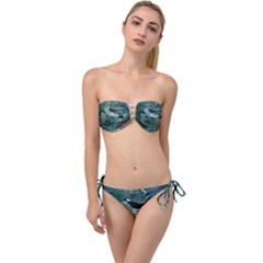 Wonderful Orca In Deep Underwater World Twist Bandeau Bikini Set by FantasyWorld7