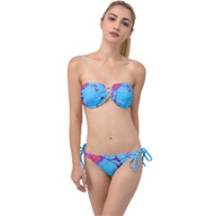 Hearts And Blue Twist Bandeau Bikini Set