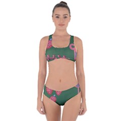 Floating Strawberries Criss Cross Bikini Set by snowwhitegirl