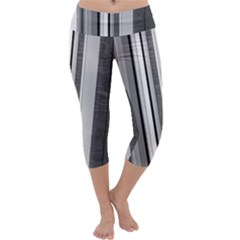 Shades Of Grey Wood And Metal Capri Yoga Leggings by FunnyCow