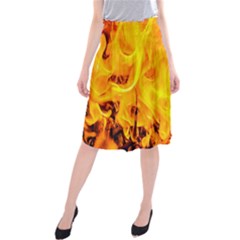 Fire And Flames Midi Beach Skirt by FunnyCow