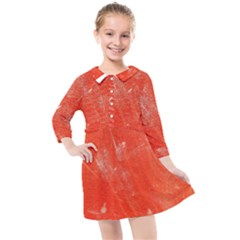 Grunge Red Tarpaulin Texture Kids  Quarter Sleeve Shirt Dress