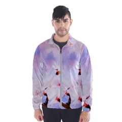 Pink Sakura Purple Background Windbreaker (men) by FunnyCow