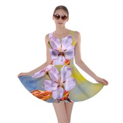 Sakura Flowers On Yellow Skater Dress by FunnyCow