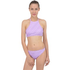 Lilac Diagonal Lines Racer Front Bikini Set