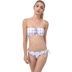 Royal Anchors On White Twist Bandeau Bikini Set